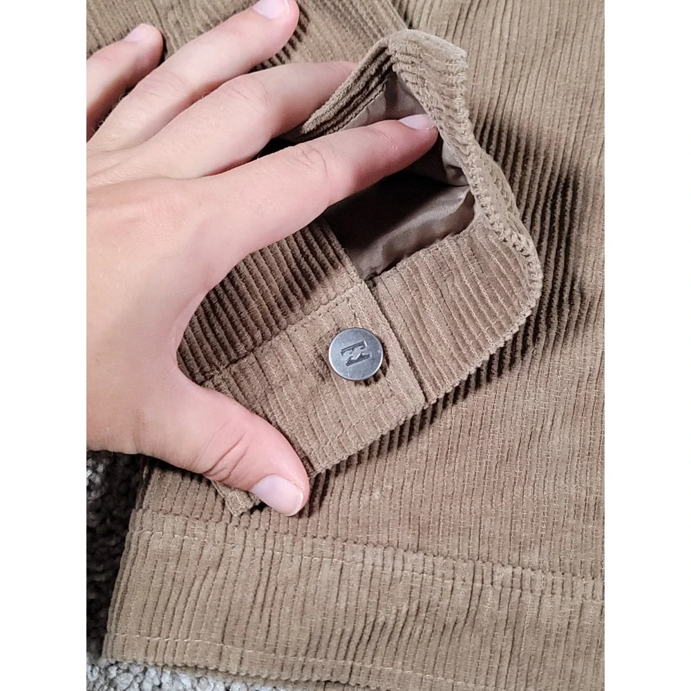Billabong Corduroy Jacket Small Tan Mens Full Zip Skate Surf Pockets NWT $140